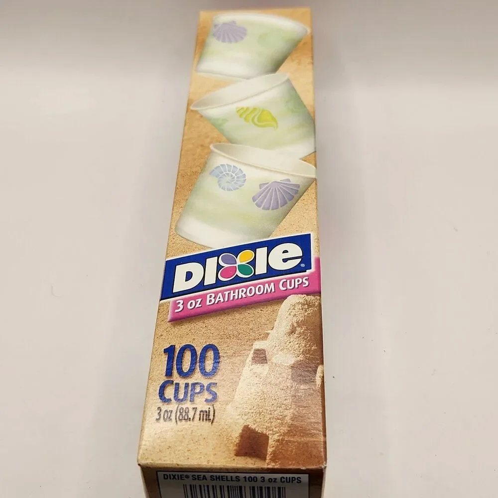 Dixie 3 oz Paper Bath Cups 2003 Sea Shells Discontinued New In Box 100 Sealed